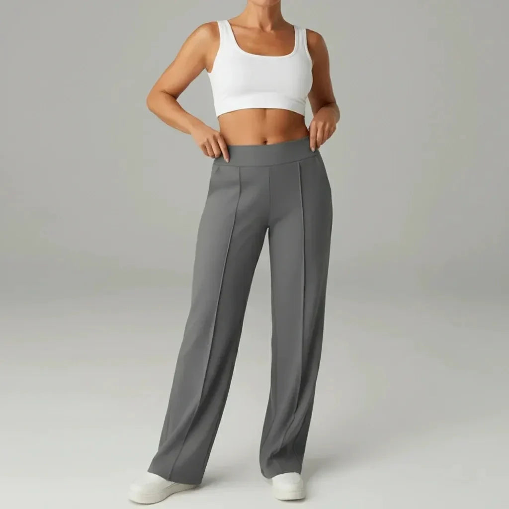 Pantalon stretch confortable taille haute à jambes larges – SoftFlex