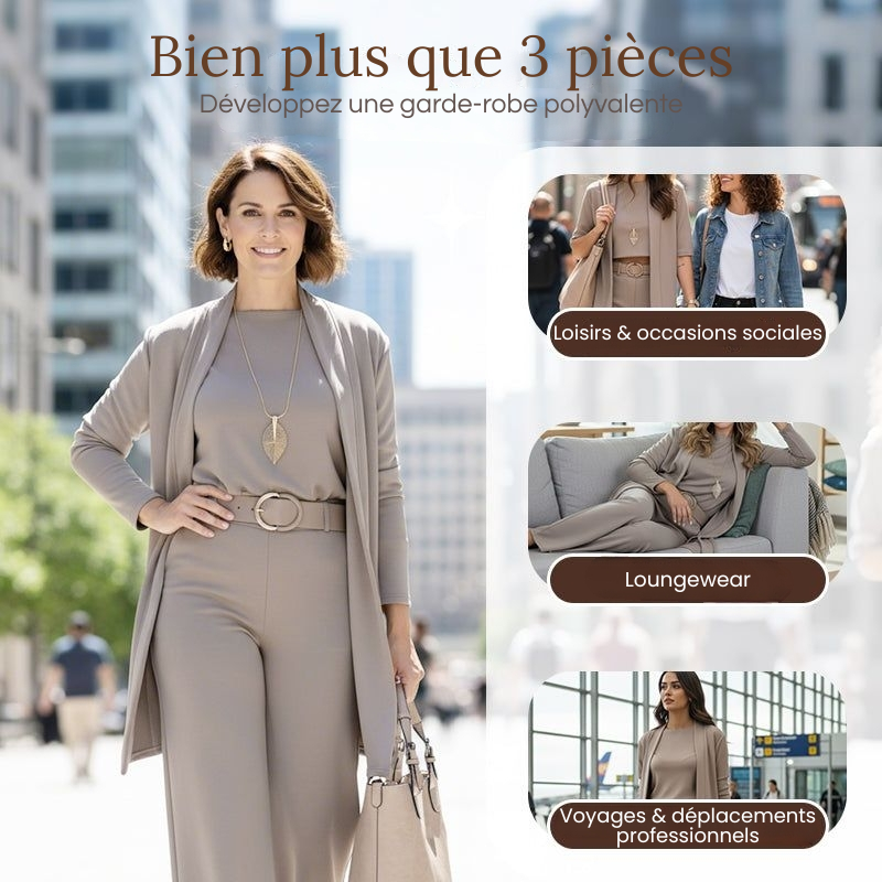 Elena – Ensemble élégant 3 pièces à coupe raffinée (veste, haut et pantalon)