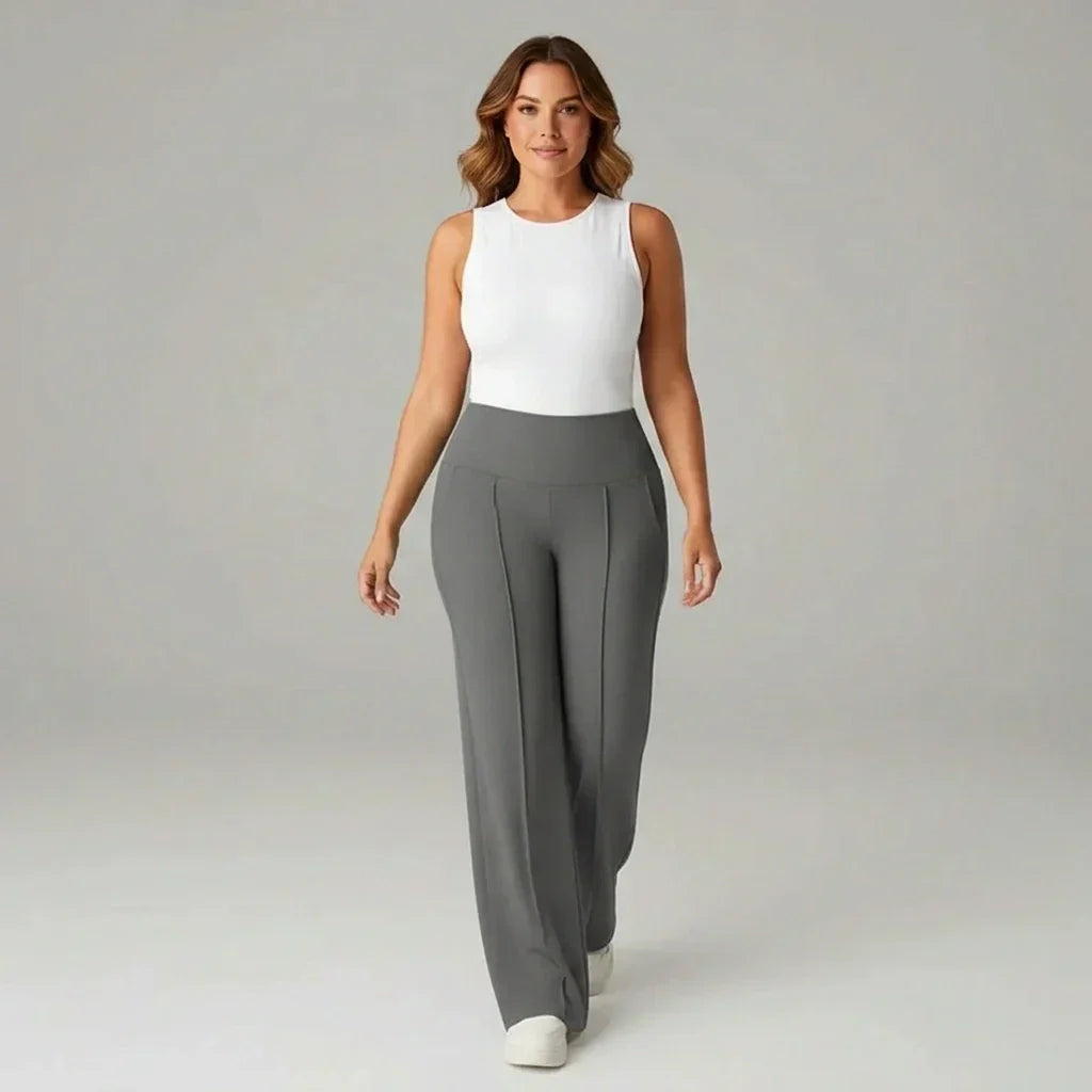 Pantalon stretch confortable taille haute à jambes larges – SoftFlex