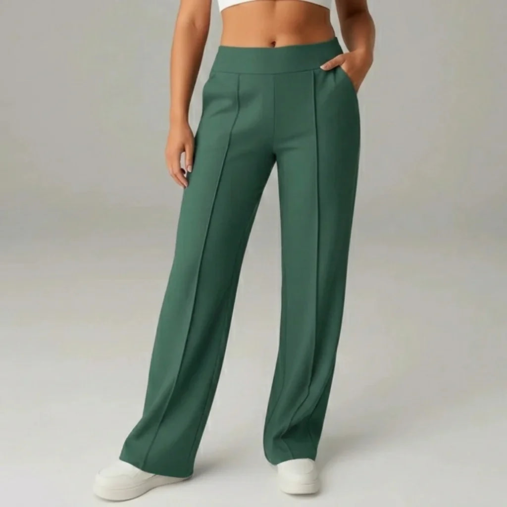 Pantalon stretch confortable taille haute à jambes larges – SoftFlex