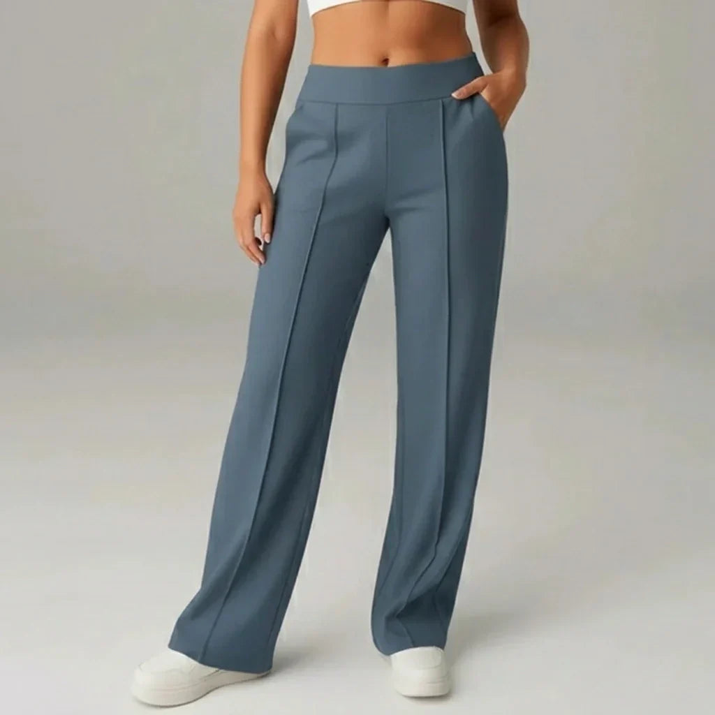 Pantalon stretch confortable taille haute à jambes larges – SoftFlex