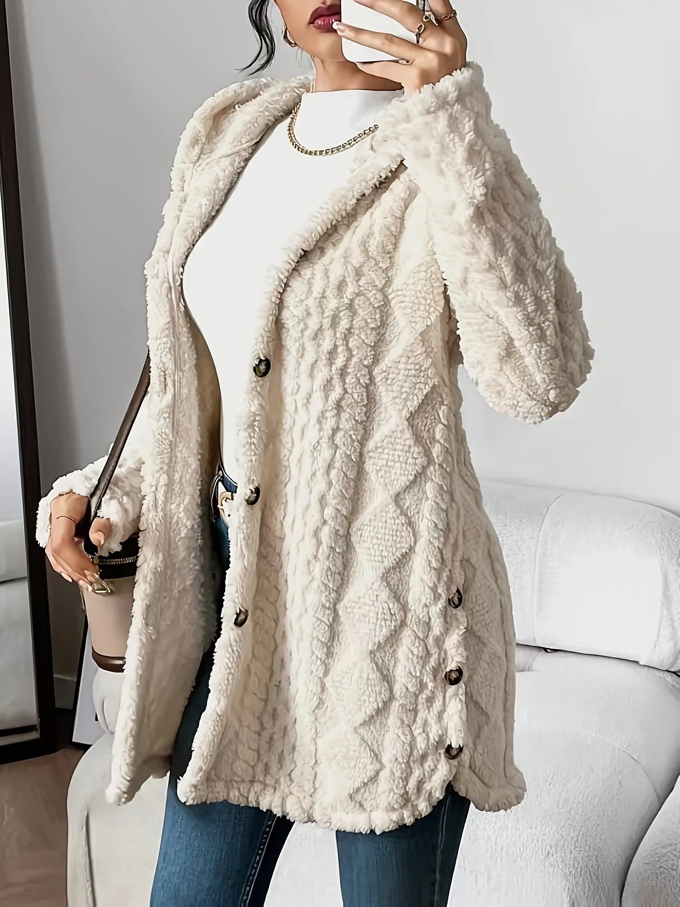 Cardigan en polaire pour femme avec capuche – Louise