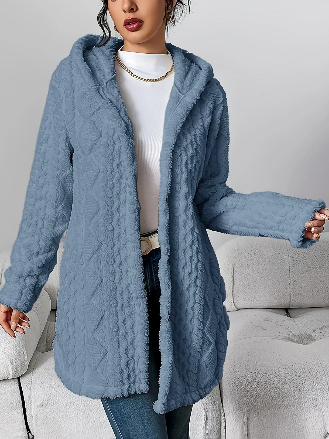 Cardigan en polaire pour femme avec capuche – Louise