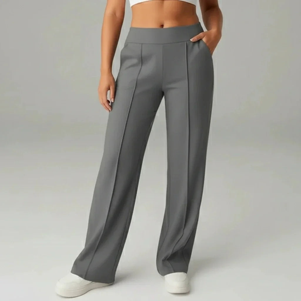 Pantalon stretch confortable taille haute à jambes larges – SoftFlex