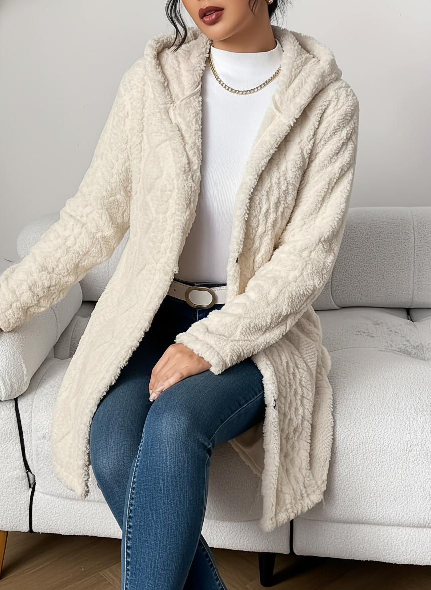 Cardigan en polaire pour femme avec capuche – Louise