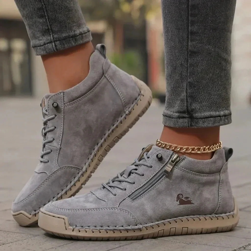 Bottines en cuir confortables avec fermeture éclair – Mavie