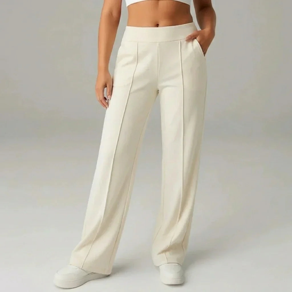 Pantalon stretch confortable taille haute à jambes larges – SoftFlex