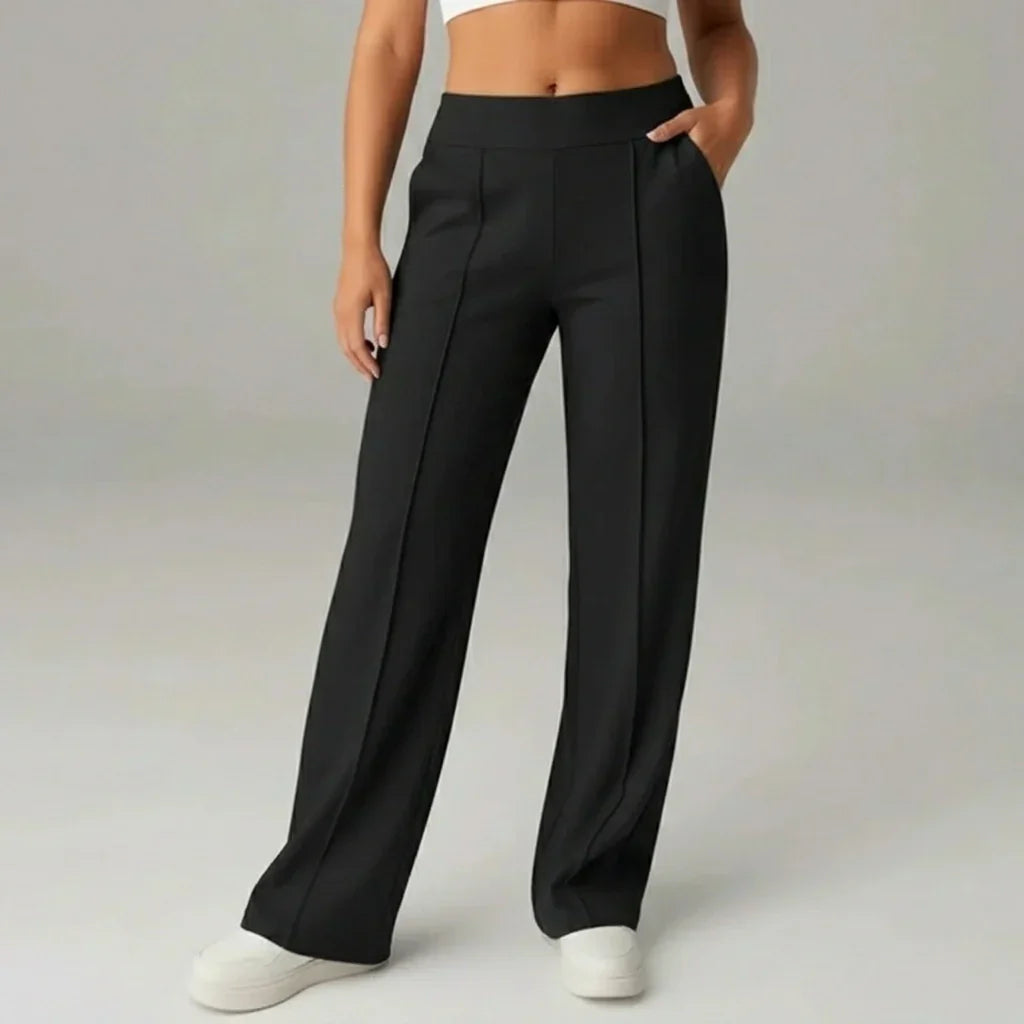 Pantalon stretch confortable taille haute à jambes larges – SoftFlex